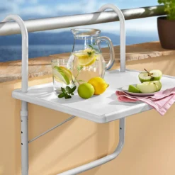 Luxe Inklapbare Balkontafel – 52 X 40 X 56cm – Wit – Hangend – Balkonbar – Balkontafels – Balkontafeltje – Hangtafel Balkon – Balcony Table – Voor Aan Het Balkon – Ophangbaar – Opklapbaar – Tafel – Inklapbaar – Buiten – Tafeltje – Klaptafel -Tuin Vrienden Verkoopwinkel 1200x1200 397