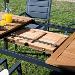 NATERIAL - Uitschuifbare Tuintafel ORIS - Uitschuifbare Tafel Voor 6 Tot 8 Personen - 180-240x100 Cm - Aluminium - Hout Eucalyptus -Tuin Vrienden Verkoopwinkel 1200x1200 405
