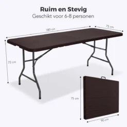 LifeGoods Klaptafel - Inklapbaar - 180 Cm - 6 Tot 8 Personen - Bruin -Tuin Vrienden Verkoopwinkel 1200x1200 447