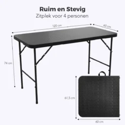 LifeGoods Klaptafel - Inklapbaar - 120 Cm - 4 Personen - Zwart -Tuin Vrienden Verkoopwinkel 1200x1200 456