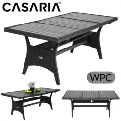 Casaria Polyrattan Tuintafel - WPC Tafelblad 190x90x74 Cm – Zwart -Tuin Vrienden Verkoopwinkel 1200x1200 466