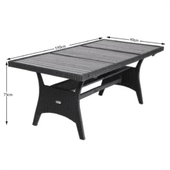 Casaria Polyrattan Tuintafel - WPC Tafelblad 190x90x74 Cm – Zwart -Tuin Vrienden Verkoopwinkel 1200x1200 467