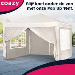 Waterdichte Partytent 3x3 Meter Opvouwbaar Met Zijwanden- Paviljoen Met Zijpanelen - Easy Up - Pop-up Tent Met Haringen, Touw En Anti Slip Poten -Tuin Vrienden Verkoopwinkel 1200x1200 517