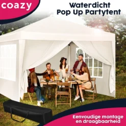 Waterdichte Partytent 3x3 Meter Opvouwbaar Met Zijwanden- Paviljoen Met Zijpanelen - Easy Up - Pop-up Tent Met Haringen, Touw En Anti Slip Poten -Tuin Vrienden Verkoopwinkel 1200x1200 518