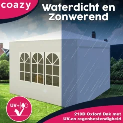 Waterdichte Partytent 3x3 Meter Opvouwbaar Met Zijwanden- Paviljoen Met Zijpanelen - Easy Up - Pop-up Tent Met Haringen, Touw En Anti Slip Poten -Tuin Vrienden Verkoopwinkel 1200x1200 521