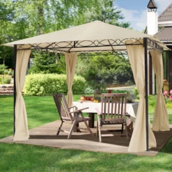 Tuinpaviljoen 3x3 M Waterdicht Paviljoen Met 4 Zijwanden Tuintent Ca. 180 G/m² Dakzeil In Crème Partytent -Tuin Vrienden Verkoopwinkel 1200x1200 523