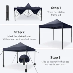 LifeGoods Partytent - 3x3 M - Easy Up - Opvouwbaar - Waterdicht - Draagtas Met Wieltjes - Donkerblauw 19 LifeGoods Partytent - 3x3 M - Easy Up - Opvouwbaar - Waterdicht - Draagtas Met Wieltjes - Donkerblauw -Tuin Vrienden Verkoopwinkel 1200x1200 577