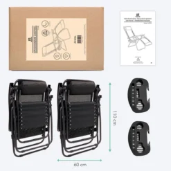 LifeGoods Opvouwbare Tuinstoelen - Verstelbaar Zonnescherm - 2 Stuks - 30°-90° Verstelbaar - Metaal - Zwart -Tuin Vrienden Verkoopwinkel 1200x1200 65
