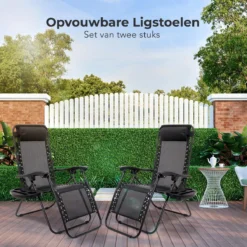 LifeGoods Opvouwbare Tuinstoelen - Verstelbaar Zonnescherm - 2 Stuks - 30°-90° Verstelbaar - Metaal - Zwart -Tuin Vrienden Verkoopwinkel 1200x1200 66