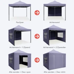 LifeGoods Partytent - 3x3 M - Zijwanden - Easy Up - Opvouwbaar - Waterdicht - Draagtas Met Wieltjes - Donkerblauw -Tuin Vrienden Verkoopwinkel 1200x1200 677