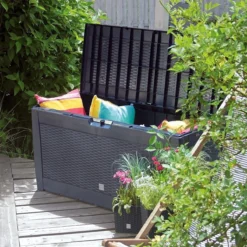 Opbergbox 310L UV-Bestendig Weerbestendig Wielen Tuinbox Rotan-look Antraciet -Tuin Vrienden Verkoopwinkel 1200x1200 691
