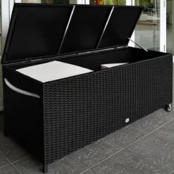 Casaria Wicker Opbergbox - Waterdicht 121,5cm Met Wielen - Grijs -Tuin Vrienden Verkoopwinkel 1200x1200 734