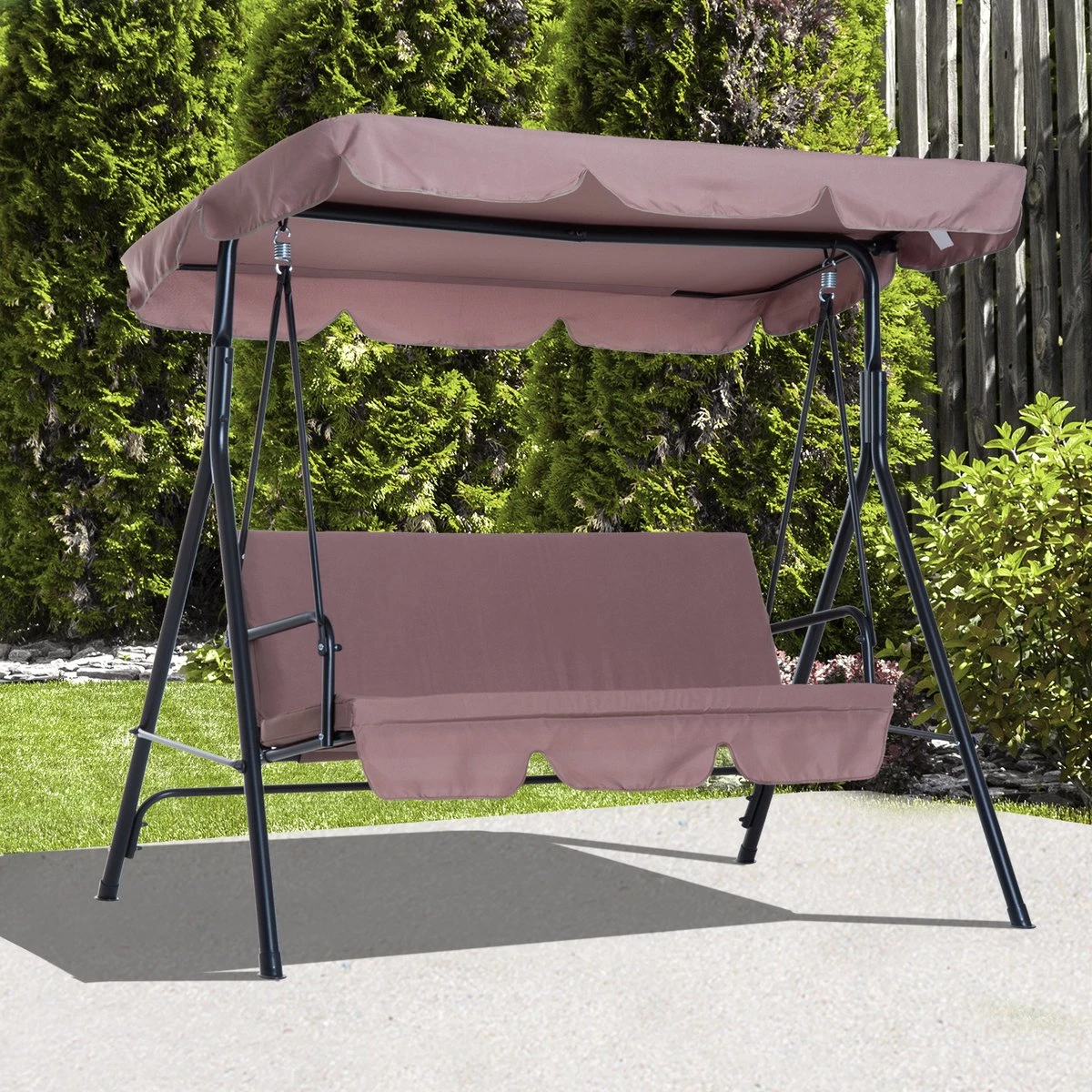 Outsunny Hollywoodschommel 3-zits Tuinschommel Schommelbank Met Dak 3 Kleuren 84A-054 4 Outsunny Hollywoodschommel 3-zits Tuinschommel Schommelbank Met Dak 3 Kleuren 84A-054 - Afbeelding 4