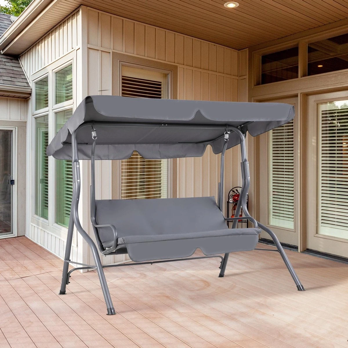 Merkloos Casaria Hollywood Schommel - Antraciet - Incl. Zonnekap 6 Merkloos Casaria Hollywood Schommel - Antraciet - Incl. Zonnekap - Afbeelding 6