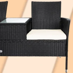 Casaria Polyrattan Tuinbank - Incl. Kussen - 143x55x88 Cm Zwart -Tuin Vrienden Verkoopwinkel 1200x1200 783