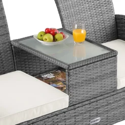 Casaria Polyrattan Tuinbank - Incl. Tafel & Kussens 7 Cm - Grijs -Tuin Vrienden Verkoopwinkel 1200x1200 787