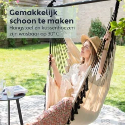 Vita5 XXL Hangstoel | Binnen&Buiten Hangnest | Incl. 2 Kussens En Boekenvak | Volwassenen&Kinderen | Hangmatstoel Tot 225kg | Beige -Tuin Vrienden Verkoopwinkel 1200x1200 79