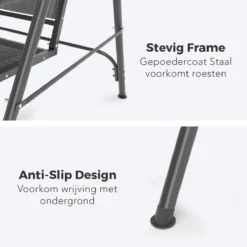 LifeGoods Schommelbank - 3-zits - Tot 250KG - Kantelbaar Dak - UV-bestendig Zonnescherm - 172x104x162cm - Grijs -Tuin Vrienden Verkoopwinkel 1200x1200 871