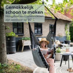 Vita5 XXL Hangstoel | Binnen&Buiten Hangnest | Incl. 2 Kussens En Boekenvak | Volwassenen&Kinderen | Hangmatstoel Tot 225kg | Grijs -Tuin Vrienden Verkoopwinkel 1200x1200 94