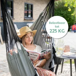 Vita5 XXL Hangstoel | Binnen&Buiten Hangnest | Incl. 2 Kussens En Boekenvak | Volwassenen&Kinderen | Hangmatstoel Tot 225kg | Grijs -Tuin Vrienden Verkoopwinkel 1200x1200 95