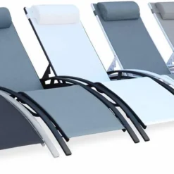 Alice's Garden Louisa Ligstoelen - Aluminium/Textileen - 1,67 M - Antraciet/Grijs -Tuin Vrienden Verkoopwinkel 1200x448