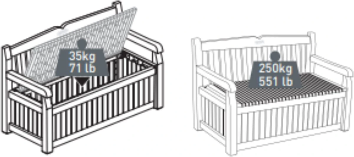 Keter Eden Garden Bench Opbergbank - 265L - 140x60x84cm - Zwart/Grijs 7 Keter Eden Garden Bench Opbergbank - 265L - 140x60x84cm - Zwart/Grijs - Afbeelding 7