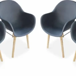 Alice's Garden Kuipstoelen CELEBES - Set Van 4 - Acacia En Kunststof - Grijs