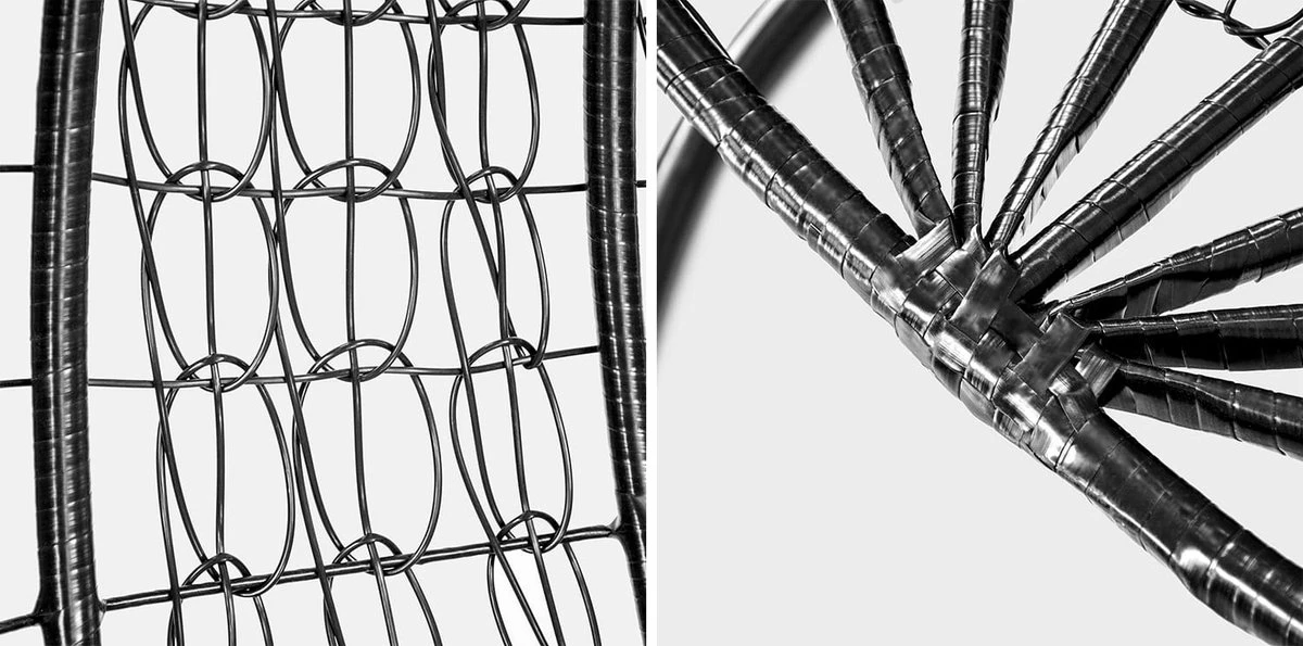 Hangstoel - Ei Stoel - Met Frame - Zwart Beige - Tot 125 Kg 2 Hangstoel - Ei Stoel - Met Frame - Zwart Beige - Tot 125 Kg - Afbeelding 2