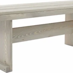 Toulouse Tuinbank Zonder Rugleuning - Licht Grijs - 118 Cm - Houten Tuinbank - Steigerhouten Tuinbank - Tuinbankje