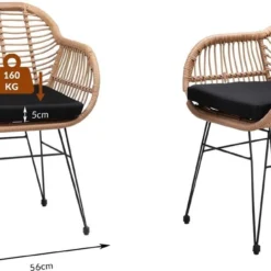 Casaria Polyrotan Kuipstoel Bali - Met Kussens – 2 Stuks -Tuin Vrienden Verkoopwinkel 1200x649