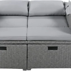 Polyrattan Patio Rieten Meubels Set Voor 2 Personen-Outdoor Rattan Sofa Set Met Intrekbare Luifel-lounge Bank-PE Rotan Loveseat Voor Achtertuin Veranda Tuin Zwembad Balkon-grijs -Tuin Vrienden Verkoopwinkel 1200x654