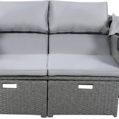 Polyrattan Patio Rieten Meubels Set Voor 2 Personen-Outdoor Rattan Sofa Set Met Intrekbare Luifel-lounge Bank-PE Rotan Loveseat Voor Achtertuin Veranda Tuin Zwembad Balkon-grijs -Tuin Vrienden Verkoopwinkel 1200x720 1