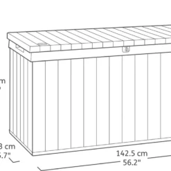 Keter Darwin Opbergbox - 570L - 142,5x65,5x78,2cm - Grijs -Tuin Vrienden Verkoopwinkel 1200x734