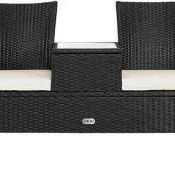 Casaria Polyrattan Tuinbank - Incl. Kussen - 143x55x88 Cm Zwart