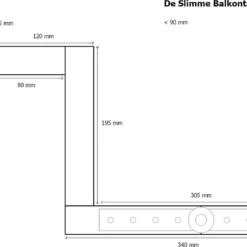 GoudmetHout Inklapbare Balkontafel - Balkonbar - Balkon Tafel - 99 Cm - Hout - Transparant Wash - Reling Smal -Tuin Vrienden Verkoopwinkel 1200x767