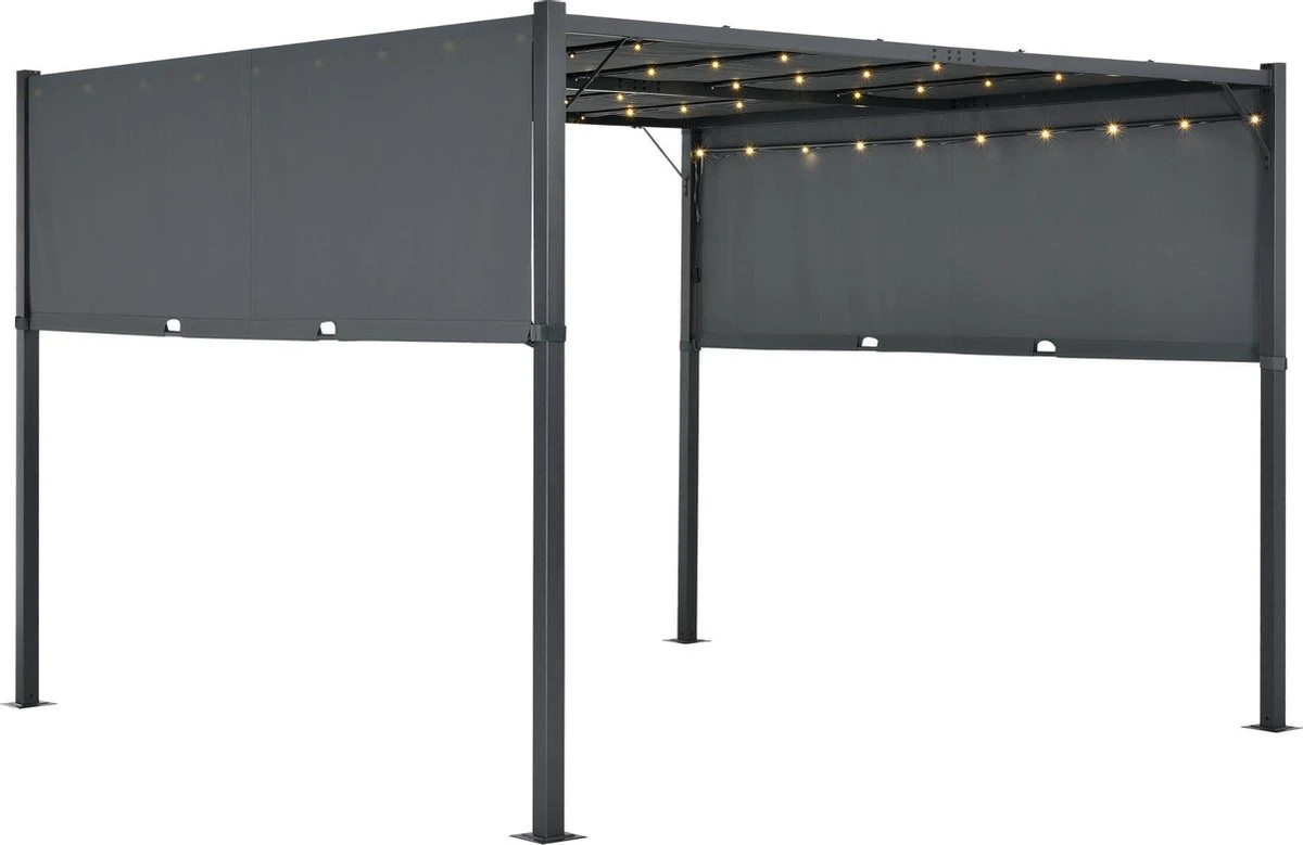 Pergola Fortaleza Tuinpaviljoen Met LED Verlichting 3x3 M Donkergrijs 1 Pergola Fortaleza Tuinpaviljoen Met LED Verlichting 3x3 M Donkergrijs