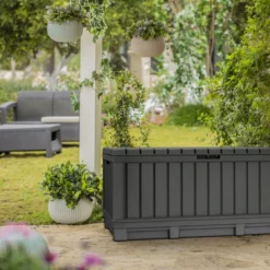 Keter Kentwood Opbergbox - 128x53.6x59 Cm - 350 L - Grafiet -Tuin Vrienden Verkoopwinkel 1200x792 2