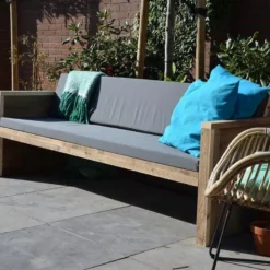 Wood4you - Tuinbank - Ameland - 'Doe Het Zelf' Bouwpakket Steigerhout 152Lx72Hx57D Cm - Incl Kussen -Tuin Vrienden Verkoopwinkel 1200x794 5