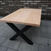 Industriële Douglas Salontafel Met Mat Zwart X-onderstel Voor Binnen En Buiten