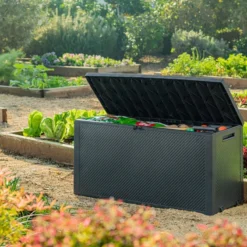 Keter Emily Opbergbox - 118x45x57 Cm - 270L - Grafiet -Tuin Vrienden Verkoopwinkel 1200x800 100