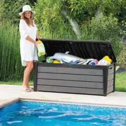 Keter Brushwood Opbergbox - Kussenbox - 455L - 145x69,7x60,3cm - Grafiet -Tuin Vrienden Verkoopwinkel 1200x800 115