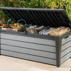 Keter Brushwood Opbergbox - Kussenbox - 455L - 145x69,7x60,3cm - Grafiet -Tuin Vrienden Verkoopwinkel 1200x800 116