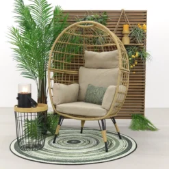 Lola Egg Relaxstoel - Natural Sand - Mand Stoel