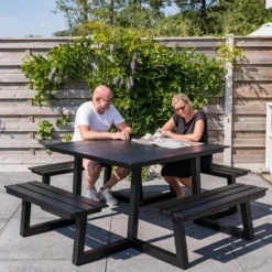 MaximaVida Vierkante Aluminium Picknicktafel Dex 215 Cm Zwart - Lage Instap -Tuin Vrienden Verkoopwinkel 1200x800 77