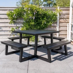 MaximaVida Vierkante Aluminium Picknicktafel Dex 215 Cm Zwart - Lage Instap -Tuin Vrienden Verkoopwinkel 1200x800 78