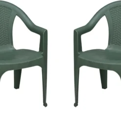 4goodz Isola Groen 2x Stapelbare Tuinstoelen - Plaatsbesparend