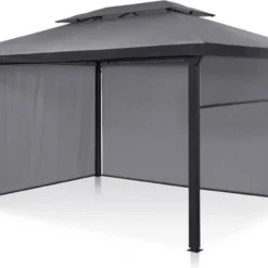 Blumfeldt Grandezza Cortina Tuinpaviljoen , 6 X6 Cm Stalen Frame Met Poedercoating , Overdekt Oppervlak Van 3 X 4 Meter , Polyester