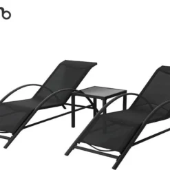 Intimo Ligbeddenset + Tafel - Zwart - 163x60x65/45x45x40