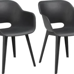 Allibert Akola Tuinstoelen - 2 Stuks -56,5x55x80cm - Donkergrijs