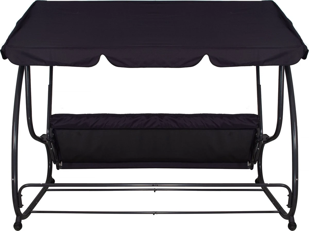 Springos Schommelbank | Linda-Schommel | 3-zits | Waterafstotend | Inclusief 2 Kussens | Verstelbare Luifel | 162 X 200 X 120 Cm | Zwart 3 Springos Schommelbank | Linda-Schommel | 3-zits | Waterafstotend | Inclusief 2 Kussens | Verstelbare Luifel | 162 X 200 X 120 Cm | Zwart - Afbeelding 3